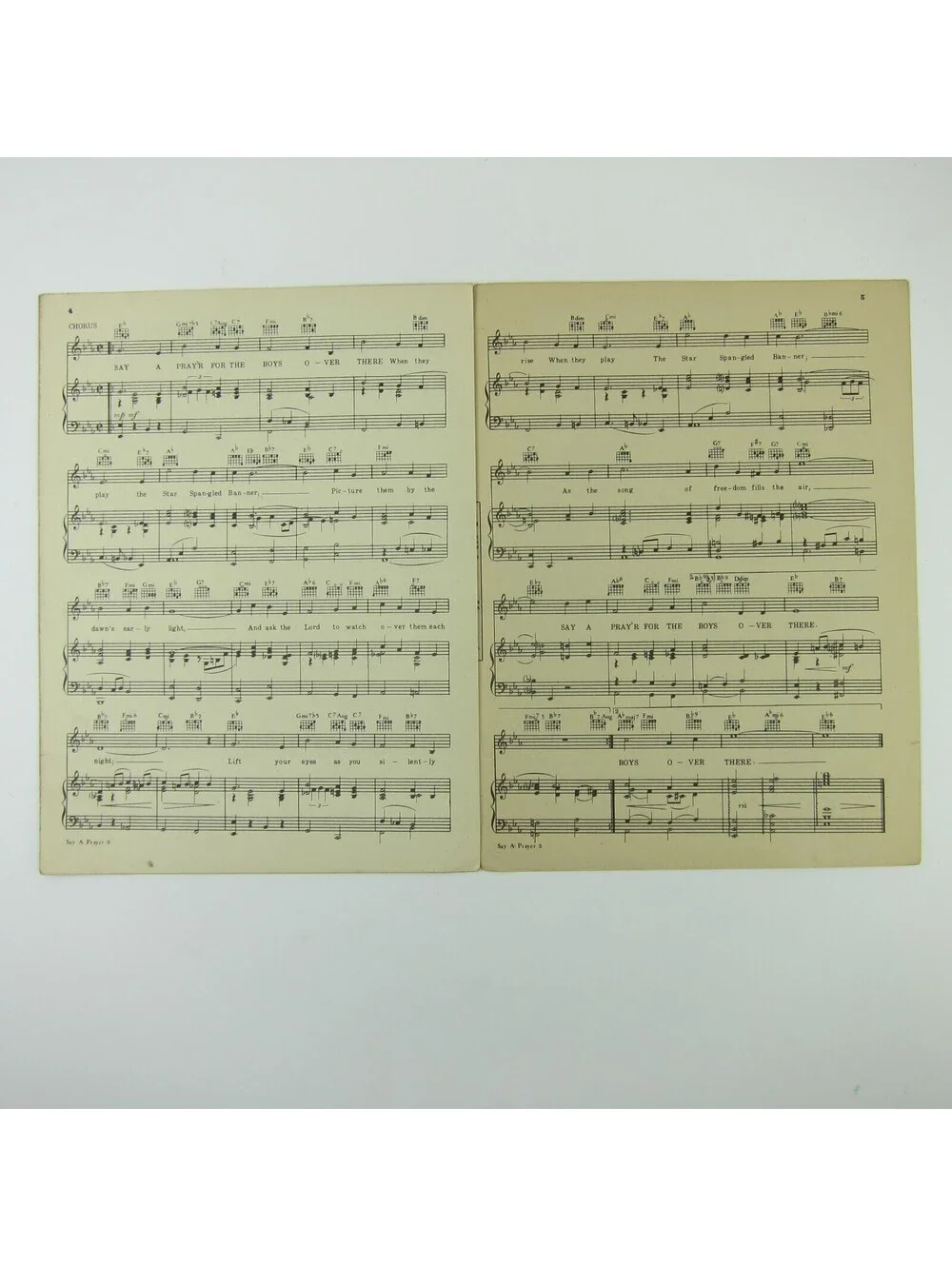Sheet Music Say A Prayer For The Boys Over There Deanna Durbin Vintage 1943